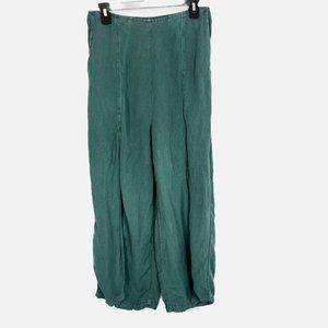 Young Fabulous & Broke Green Linen Slit Front Pull On Pants - Size Medium